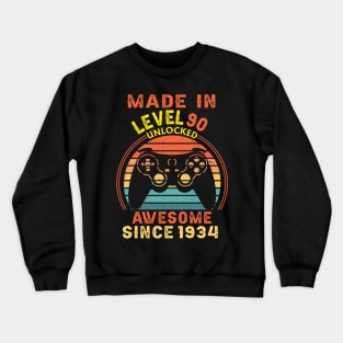 T4681934 Made In Level 90 Unlocked Awesome Since 1934 Crewneck Sweatshirt